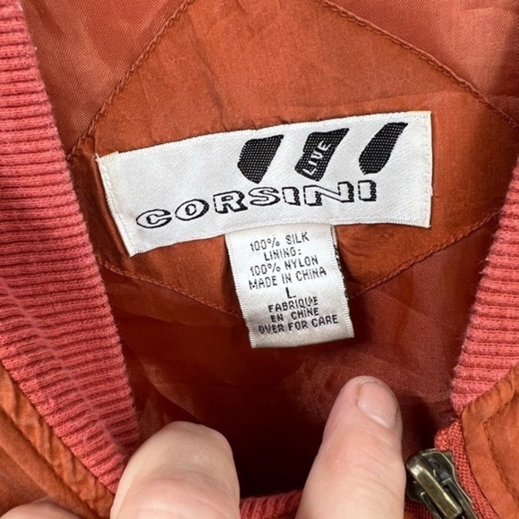 Corsini vintage silk boho rust orange bomber jacket L - Picture 10 of 17